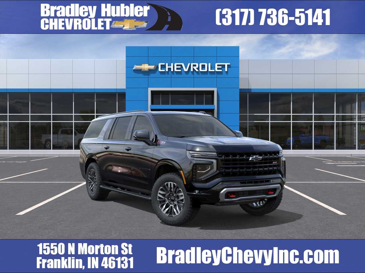 2026 Chevrolet Suburban Z71 in Black — front three-quarter view