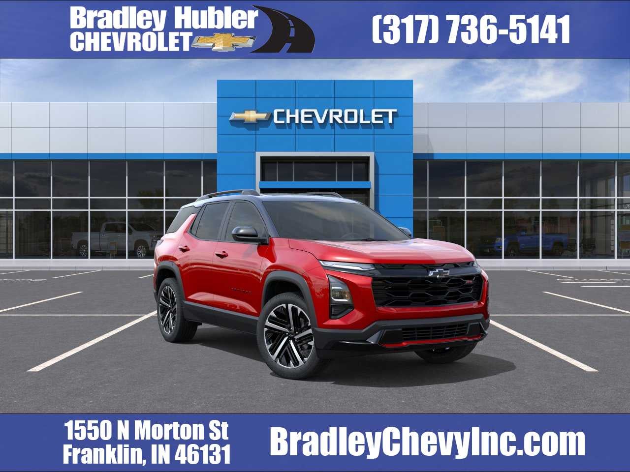 2027 Chevrolet Equinox RS in Radiant Red Tintcoat — front three-quarter view