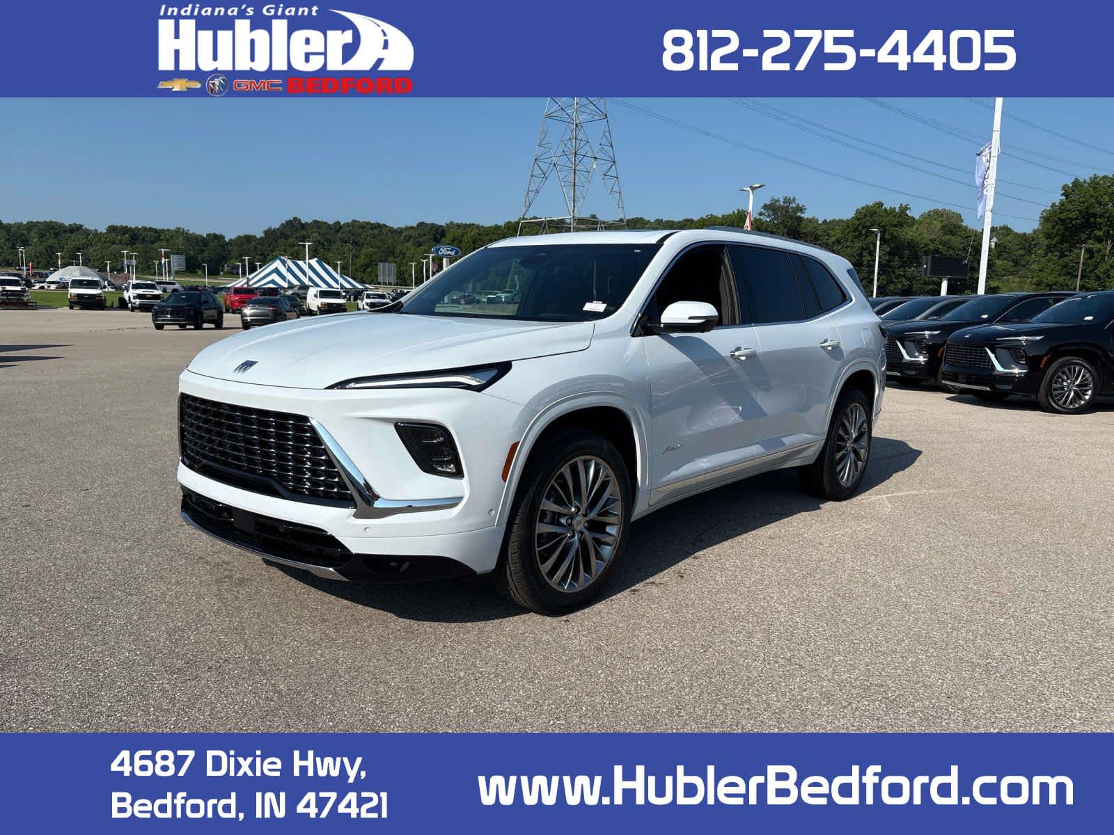 2026 Buick Enclave Avenir in Iridescent White Tricoat — front three-quarter view