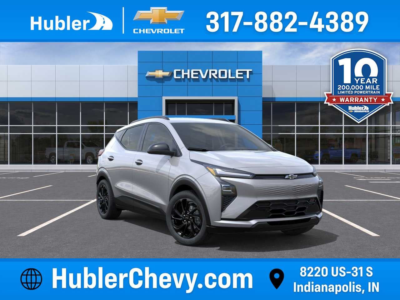 2027 Chevrolet Bolt RS in Sterling Grey Metallic — front three-quarter view
