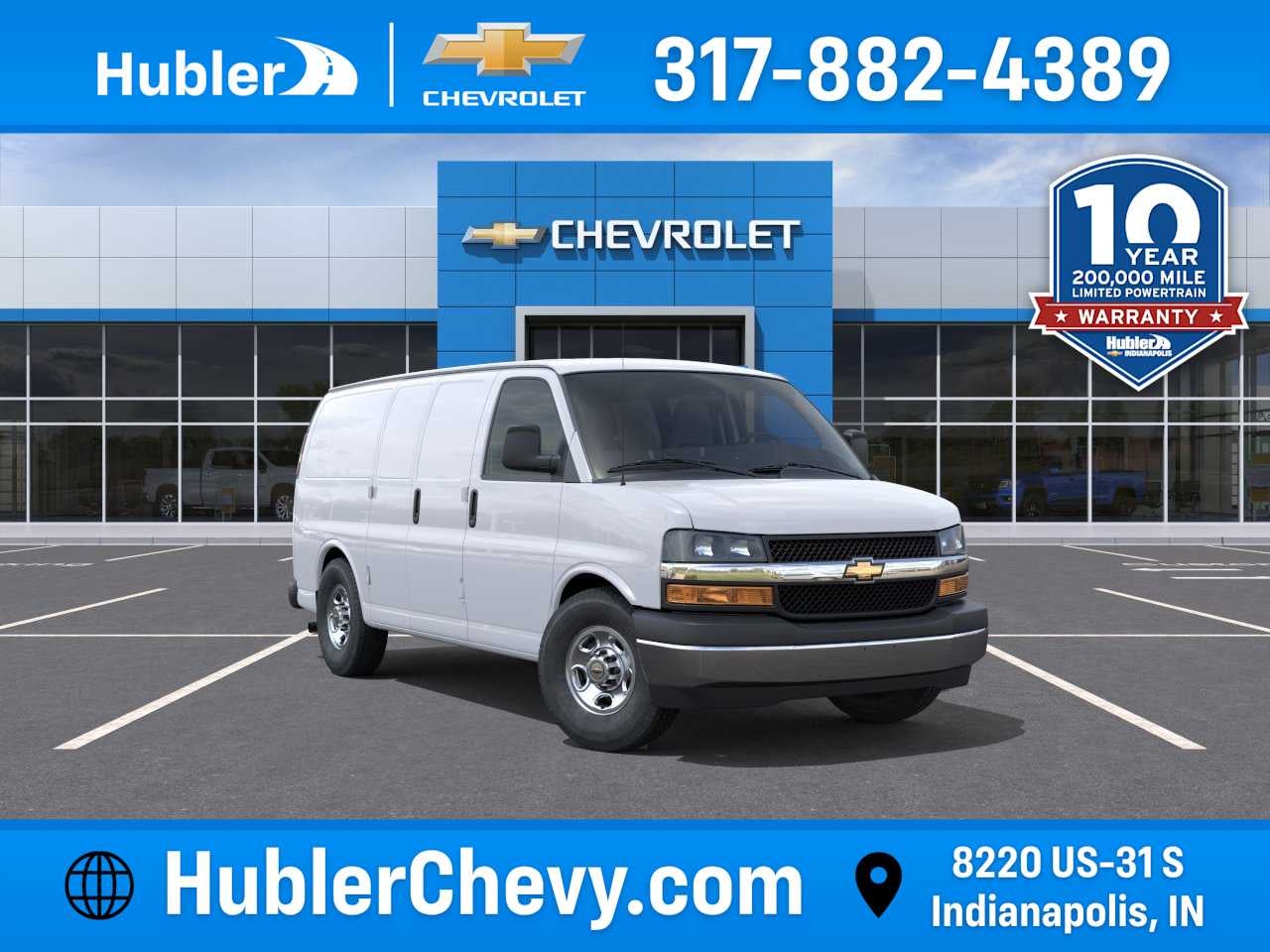 2026 Chevrolet Express Cargo WT in Summit White — front three-quarter view