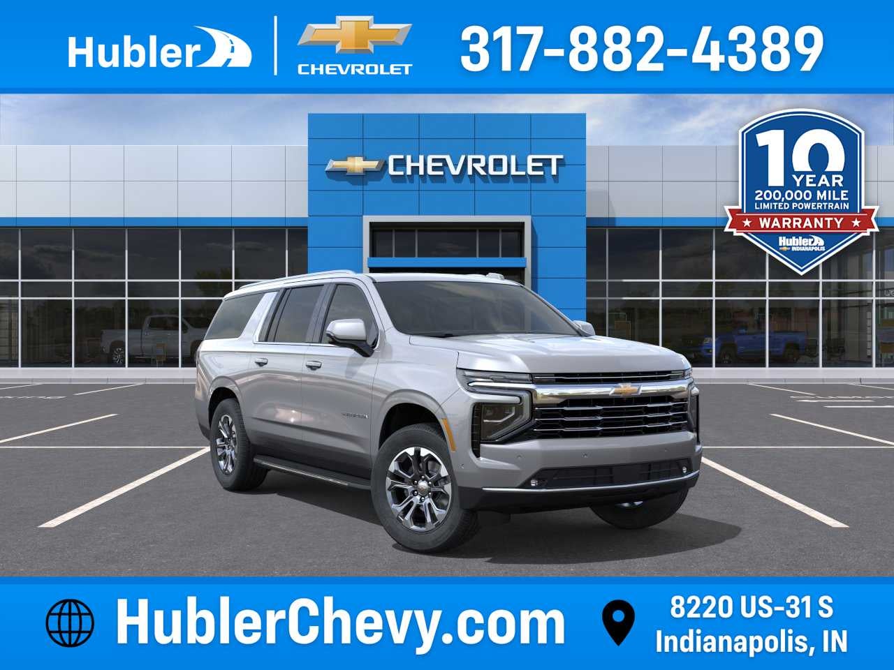 2026 Chevrolet Suburban LT in Sterling Gray Metallic — front three-quarter view