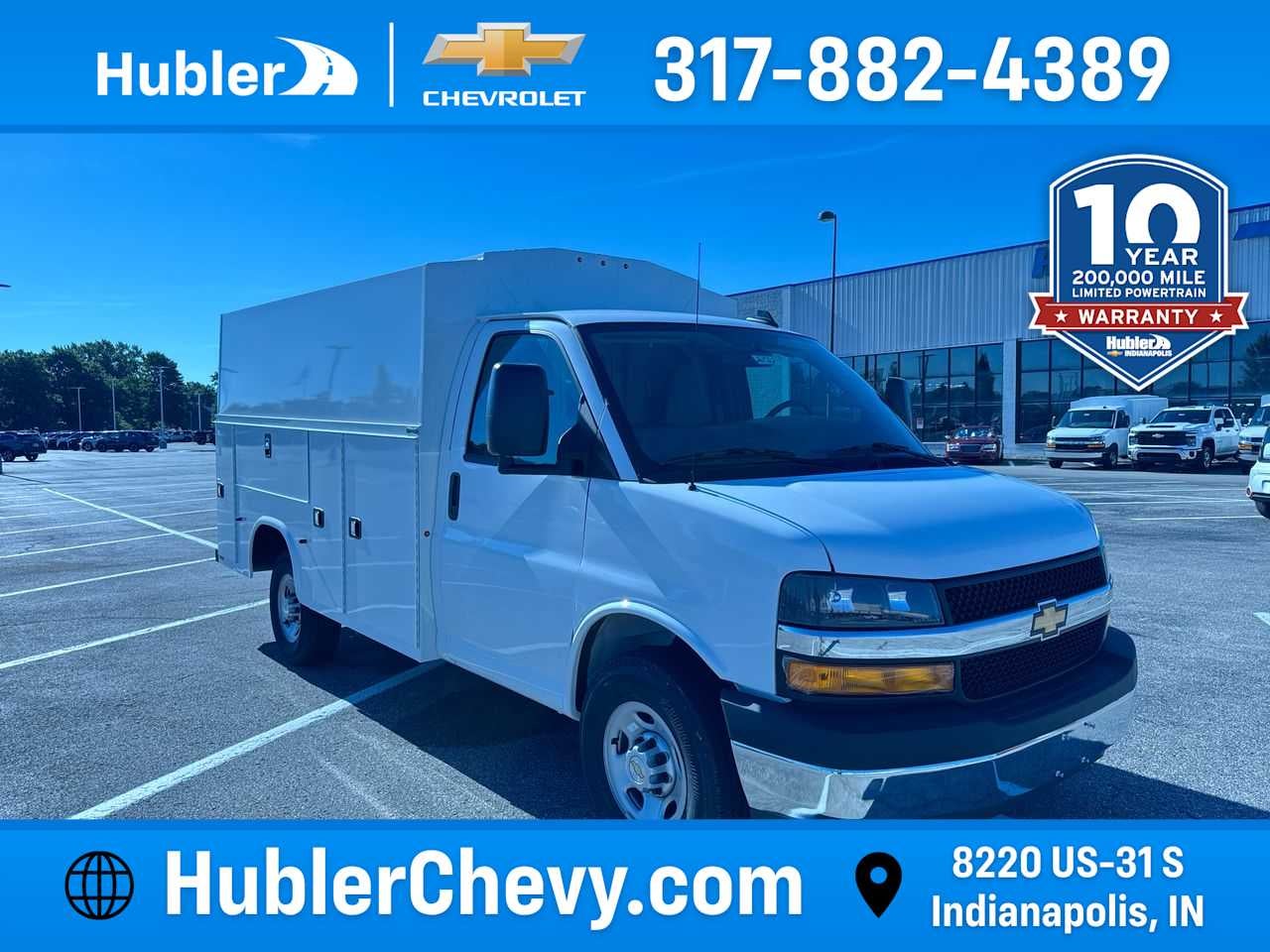 2026 Chevrolet Express Cutaway 3500 1WT in Summit White — front three-quarter view