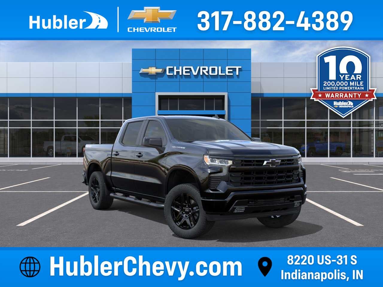 2026 Chevrolet Silverado 1500 RST in Black — front three-quarter view