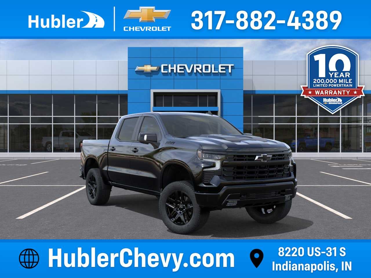 2026 Chevrolet Silverado 1500 LT Trail Boss in Black — front three-quarter view