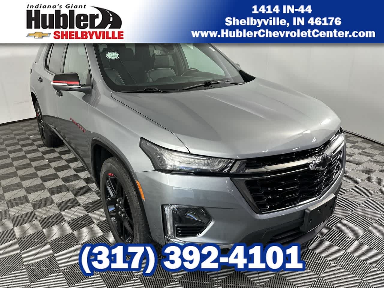 2023 Chevrolet Traverse Premier in Sterling Gray Metallic — front three-quarter view