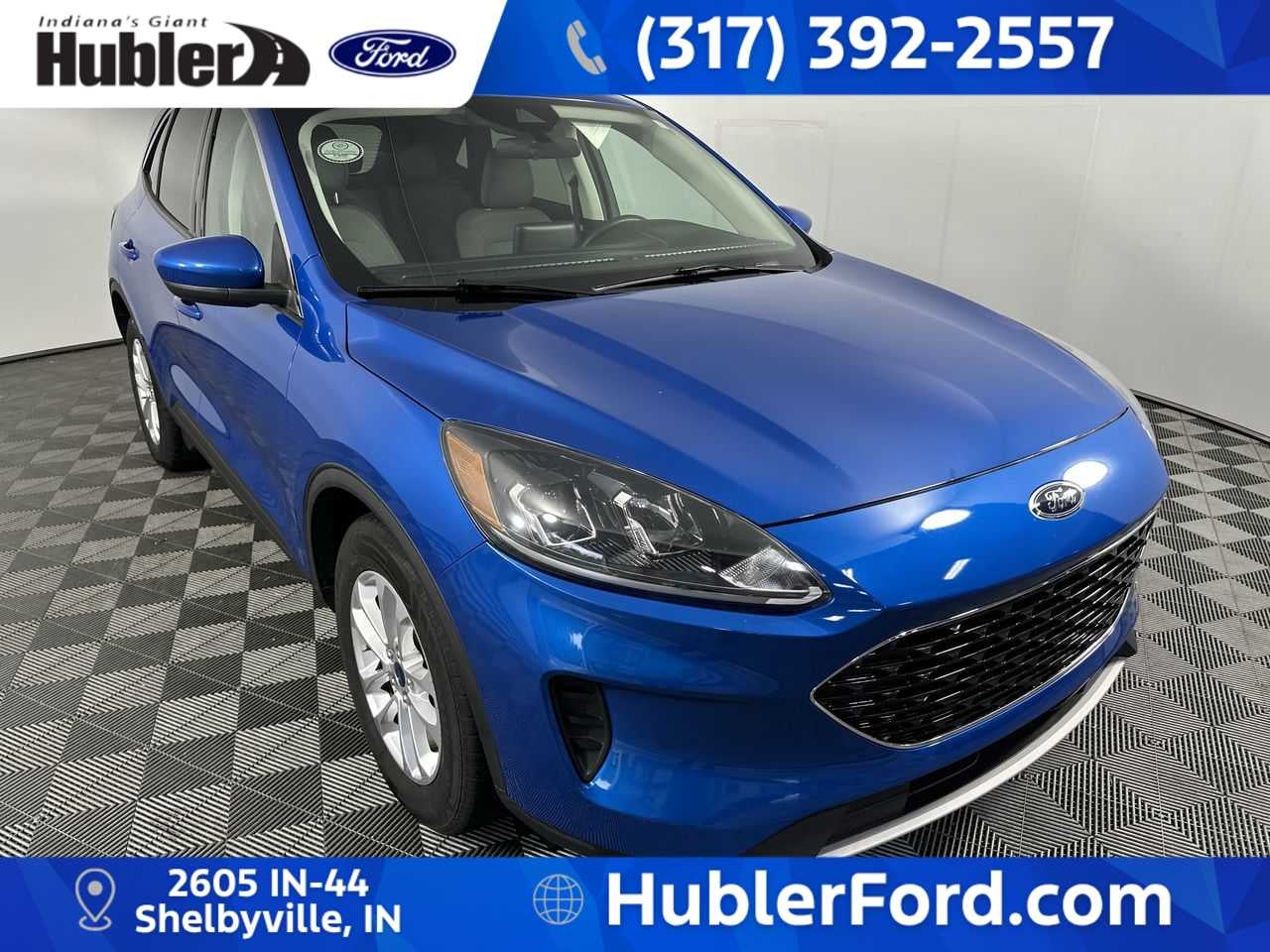 2021 Ford Escape SE in Velocity Blue Metallic — front three-quarter view