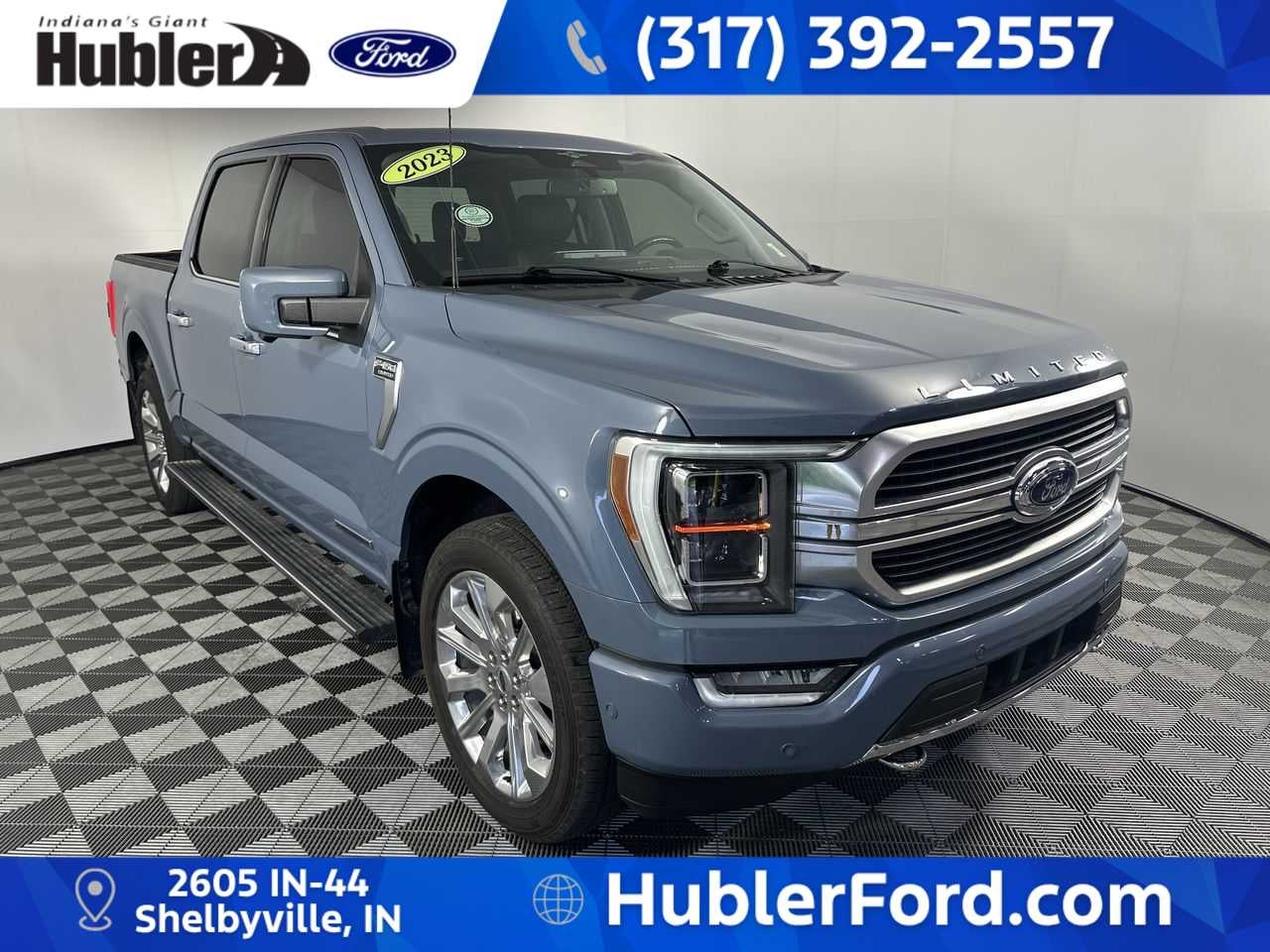 2023 Ford F-150 Limited in Azure Gray Metallic Tri-Coat — front three-quarter view